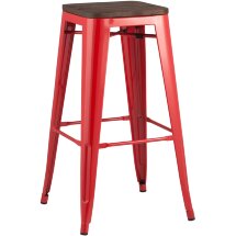 Стул барный TOLIX WOOD красный глянцевый 2 шт
