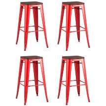 Стул барный TOLIX WOOD красный глянцевый 4 шт