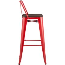 Стул барный TOLIX WOOD со спинкой красный глянцевый 2 шт