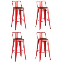 Стул барный TOLIX WOOD со спинкой красный глянцевый 4 шт