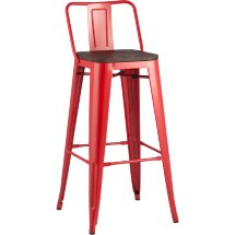 Стул барный TOLIX WOOD со спинкой красный глянцевый 4 шт
