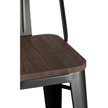 Стул барный TOLIX WOOD со спинкой черный глянцевый 4 шт