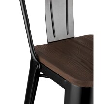 Стул барный TOLIX WOOD со спинкой черный глянцевый 4 шт