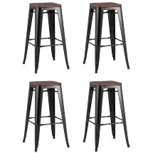 Стул барный TOLIX WOOD черный глянцевый 4 шт