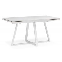 Керамический стол Памелла 140 (200) х 80 белый мрамор alpin white / snow white / белый