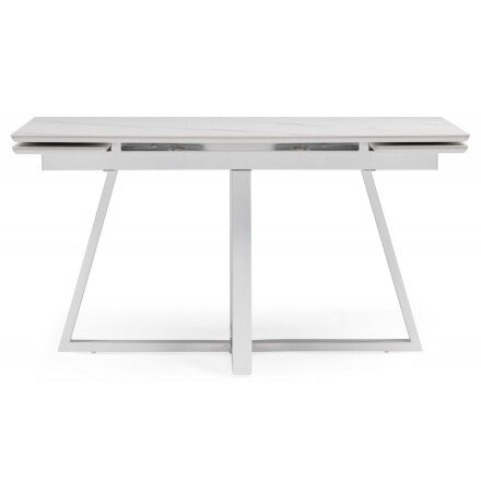 Керамический стол Памелла 140 (200) х 80 белый мрамор alpin white / snow white / белый 
