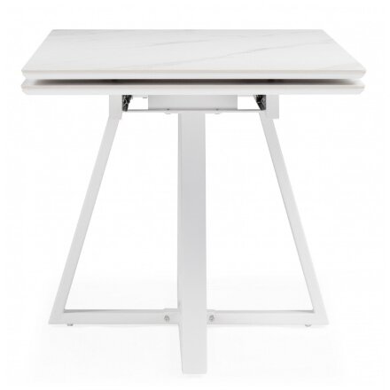 Керамический стол Памелла 140 (200) х 80 белый мрамор alpin white / snow white / белый 