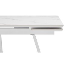 Керамический стол Памелла 140 (200) х 80 белый мрамор alpin white / snow white / белый