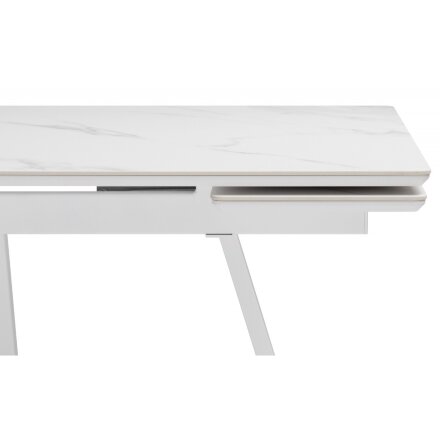 Керамический стол Памелла 140 (200) х 80 белый мрамор alpin white / snow white / белый 