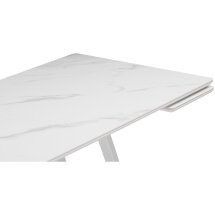 Керамический стол Памелла 140 (200) х 80 белый мрамор alpin white / snow white / белый