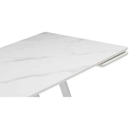 Керамический стол Памелла 140 (200) х 80 белый мрамор alpin white / snow white / белый 