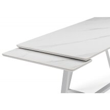 Керамический стол Памелла 140 (200) х 80 белый мрамор alpin white / snow white / белый