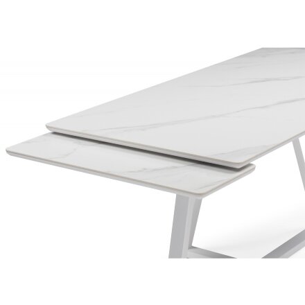 Керамический стол Памелла 140 (200) х 80 белый мрамор alpin white / snow white / белый 