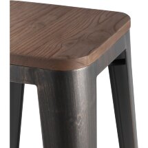 Стул барный TOLIX WOOD черный патина золото 4 шт