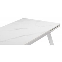 Керамический стол Норман 140 (200) х 80 белый мрамор alpin white / snow white / белый