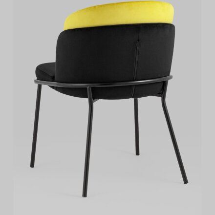 Стул Stool Group обеденный Дабл велюр черный с желтой вставкой 