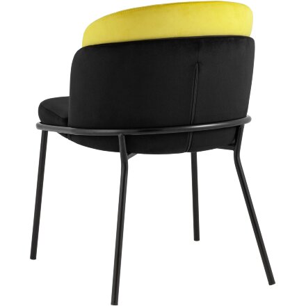 Стул Stool Group обеденный Дабл велюр черный с желтой вставкой 