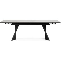 Керамический стол Вейв 160(220)х89х75 белый мрамор snow white / черный