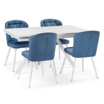 Керамический стол Вилли 140 (200) х 80 белый мрамор alpin white / snow white / белый