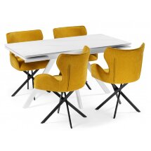 Керамический стол Вилли 140 (200) х 80 белый мрамор alpin white / snow white / белый