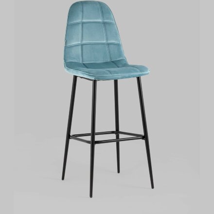 Стул барный Stool Group Тейлор велюр пыльно-голубой ножки металл черные 
