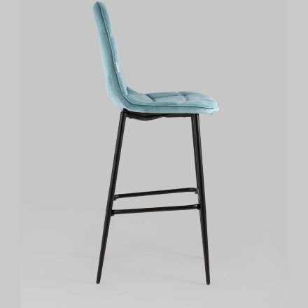 Стул барный Stool Group Тейлор велюр пыльно-голубой ножки металл черные 