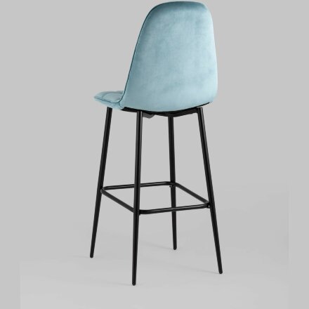 Стул барный Stool Group Тейлор велюр пыльно-голубой ножки металл черные 