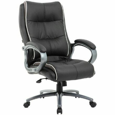 Кресло офисное BRABIX PREMIUM &quot;Strong HD-009&quot;, НАГРУЗКА до 200 кг, экокожа черная, ткань серая, 531945 Серый