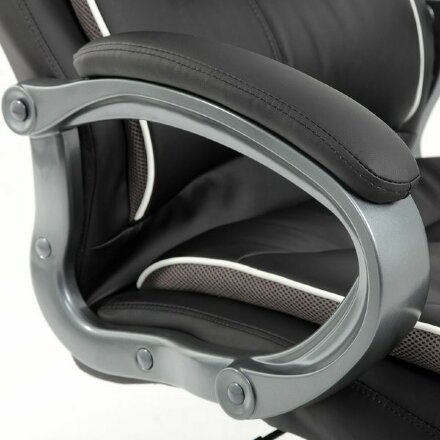 Кресло офисное BRABIX PREMIUM &quot;Strong HD-009&quot;, НАГРУЗКА до 200 кг, экокожа черная, ткань серая, 531945 Серый