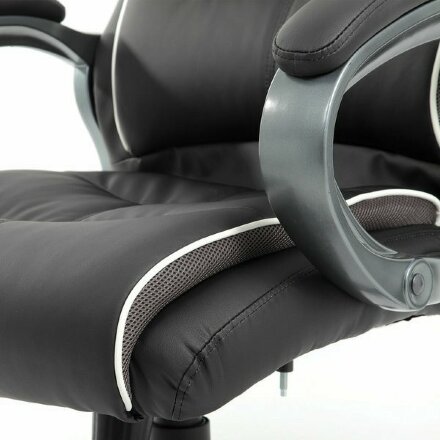 Кресло офисное BRABIX PREMIUM &quot;Strong HD-009&quot;, НАГРУЗКА до 200 кг, экокожа черная, ткань серая, 531945 Серый