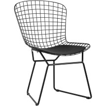 Стул обеденный Bertoia черный с черной подушкой 2 шт