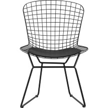 Стул обеденный Bertoia черный с черной подушкой 2 шт