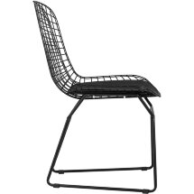 Стул обеденный Bertoia черный с черной подушкой 2 шт