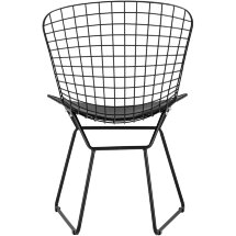 Стул обеденный Bertoia черный с черной подушкой 2 шт