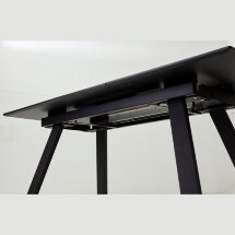 Стол Морис 140 БЕЛЫЙ МРАМОР FC13 CLEAF, ПЛАСТИК / ЧЕРНЫЙ М-City