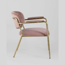 Кресло Stool Group Кэрол пыльно-розовый с подлокотниками обивка велюр золотые ножки металл