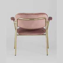 Кресло Stool Group Кэрол пыльно-розовый с подлокотниками обивка велюр золотые ножки металл