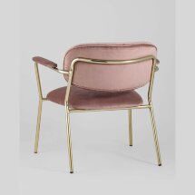 Кресло Stool Group Кэрол пыльно-розовый с подлокотниками обивка велюр золотые ножки металл