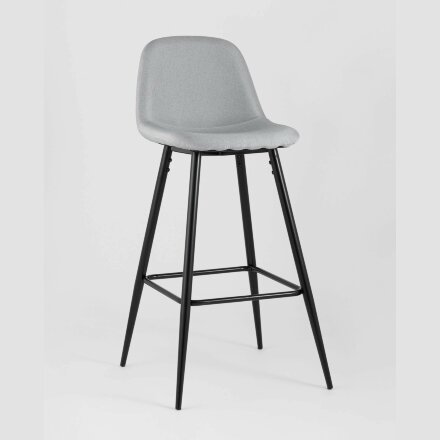 Стул барный Stool Group Валенсия серый с подножкой, ножки черные 