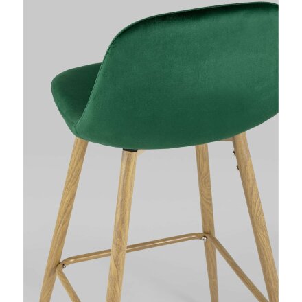 Стул барный Stool Group Валенсия зеленый обивка из велюра ножки из металла стилизованные под дерево с подножкой 