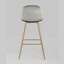 Стул барный Stool Group Валенсия серый обивка из велюра ножки из металла стилизованные под дерево с подножкой