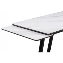 Керамический стол Памелла 140(200)х80 белый мрамор alpin white / черный