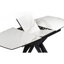 Керамический стол Риполь 140(180)х80 белый мрамор snow white / черный