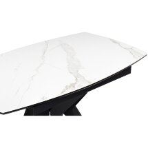 Керамический стол Риполь 140(180)х80 белый мрамор snow white / черный