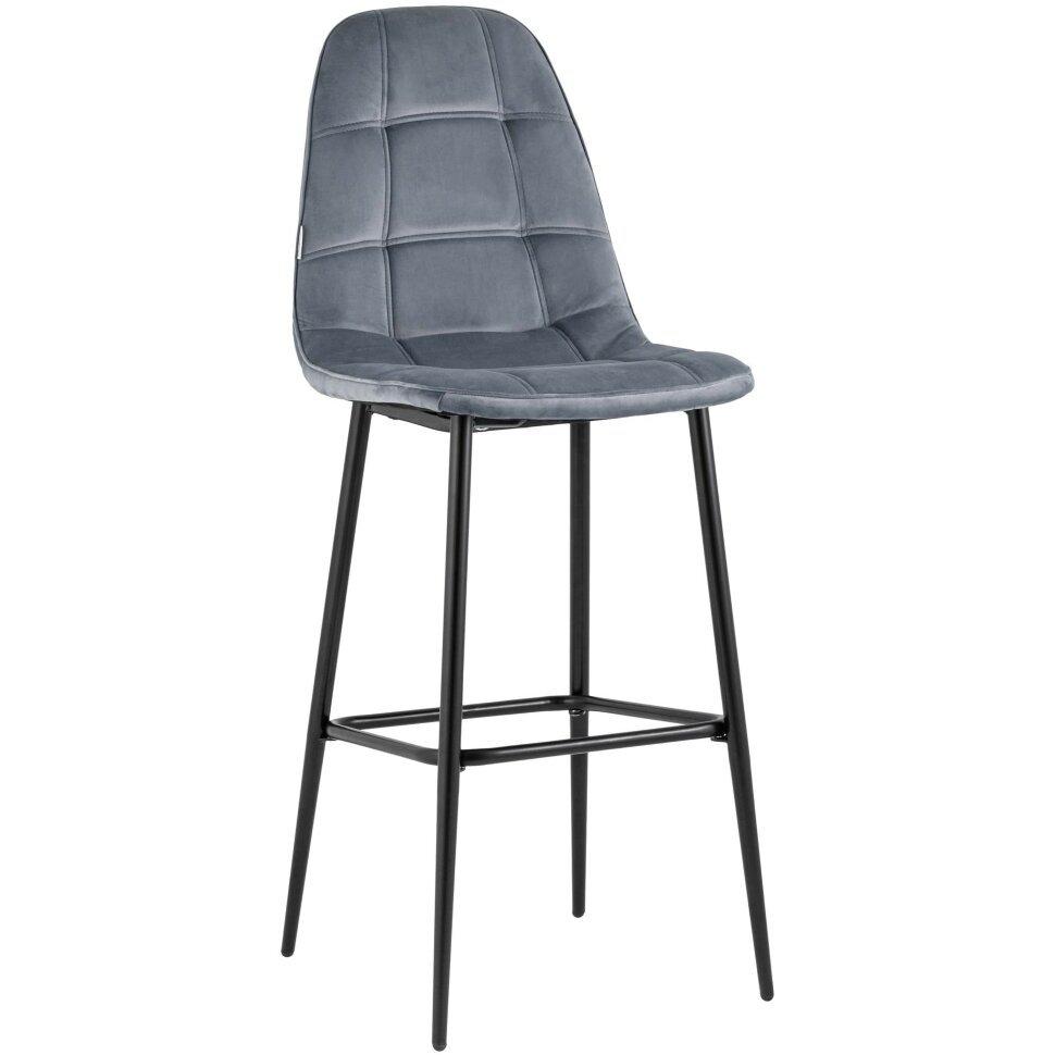 Стул барный Stool Group Тейлор велюр серый ножки металл черные Стул барный Stool Group Тейлор велюр серый ножки металл черные