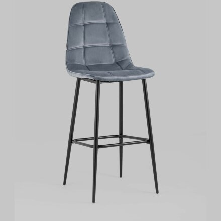 Стул барный Stool Group Тейлор велюр серый ножки металл черные 