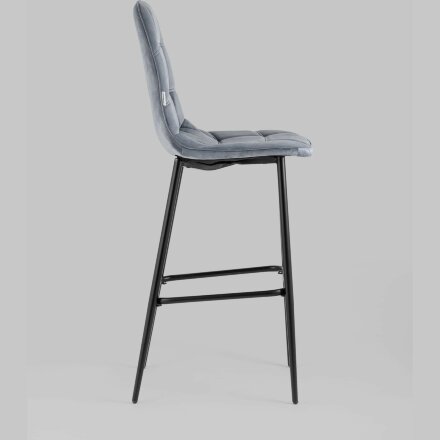 Стул барный Stool Group Тейлор велюр серый ножки металл черные 