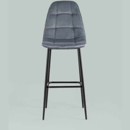 Стул барный Stool Group Тейлор велюр серый ножки металл черные 