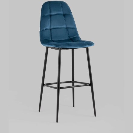 Стул барный Stool Group Тейлор велюр пыльно-синий ножки металл черные 