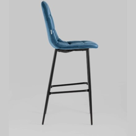Стул барный Stool Group Тейлор велюр пыльно-синий ножки металл черные 